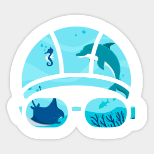 Creative Swimming Cap of Dolphins in the Ocean Gift Sticker